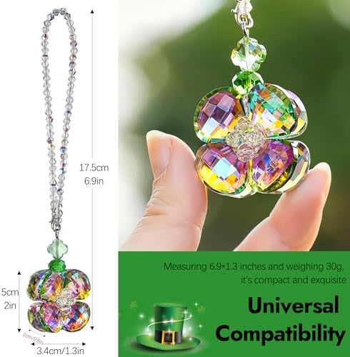 Crystal Four Leaf Clover Car Rear View Mirror Pendant Hanging Ornament - Image 5