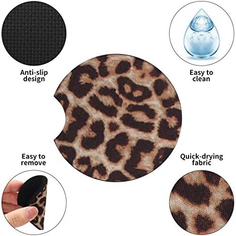 tifanso 2PCS Leopard Non-Slip Car Cup Holder Coasters - Image 3