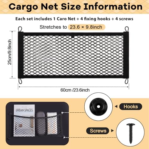 Frienda 2 Pcs Small Cargo Net Boat Storage Mesh Netting, 23.6 X 9.8 Inches - Image 2
