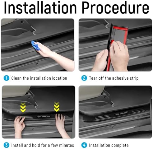 ZZEQYG 4 Pcs ABS Carbon Fiber Door Sill Protector Compatible - Image 5