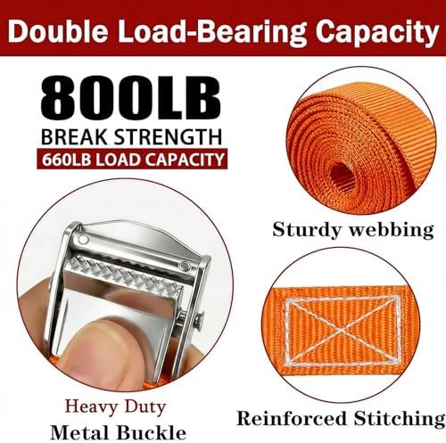 Lashing Straps with Buckles, 1 Inch × 6.7 Feet, Cargo Tie-Down Strap - Image 3