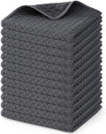 Homaxy Microfiber Waffle Weave Kitchen Dish Cloths, 12 Pack, Dark Grey by Homaxy