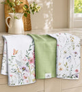 3pcs Double-Sided Waffle Kitchen Towels, Fresh Flowers by MuseHaus