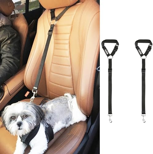PawsPawty 2 Pack Headrest Dog Car Safety Seat Belt Adjustable Nylon Fabric Car - Image 2