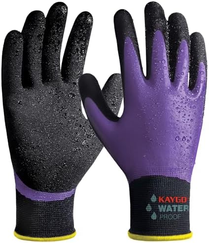 KAYGO Waterproof Work Gloves, Non-Slip Double Latex Coated by KAYGO