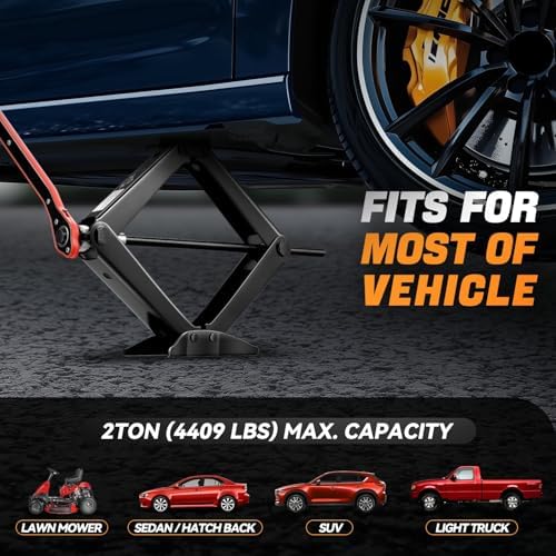 Auto Dynasty Scissor Car Jack, 2 Ton Scissor Jacks, Lifting Range 17.4" to - Image 6