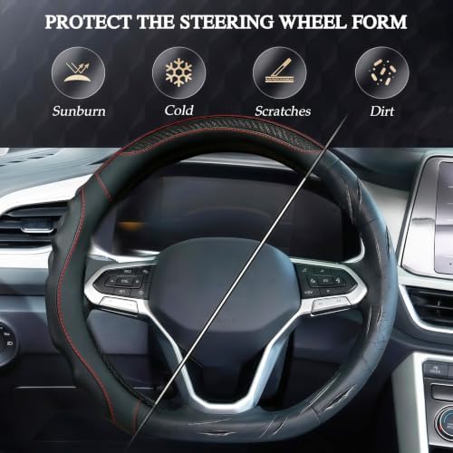 Leather Car Steering Wheel Cover, 14.5-15Inch Anti-Slip Steering Wheel Cover - Image 6
