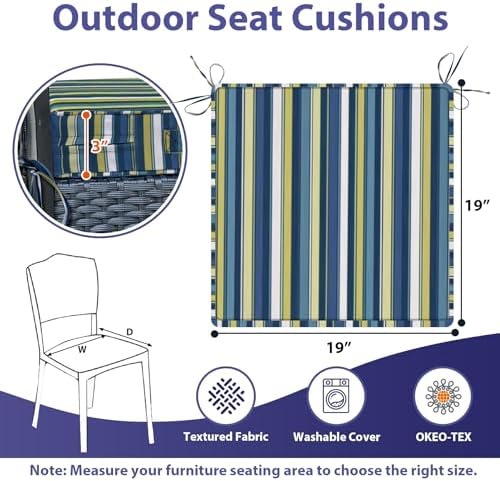 IPYNBAP Outdoor Chair Cushions Set of 4 -Waterproof Outdoor Seat Cushions - Image 6