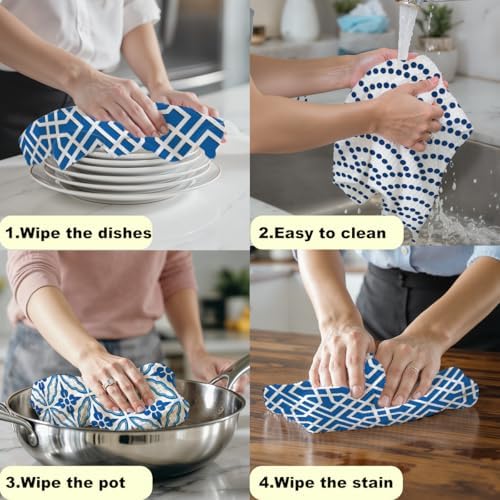 3 Pcs Artistic Pattern Kitchen Towels Decorative Hand Towels - Image 5