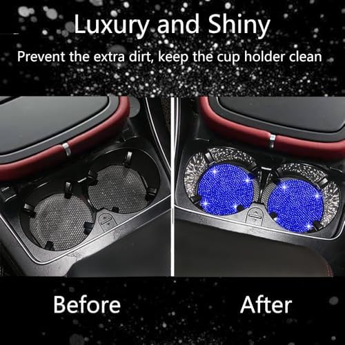 NBTEPEM 4pcs Bling Car Cup Holder Coaster, 2.75 inch Anti-Slip Shockproof - Image 6