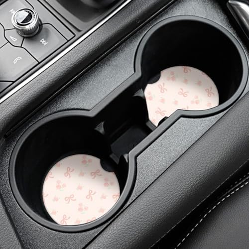 Cute Bowknot Car Coasters, Absorbent 2 Pack - Image 2