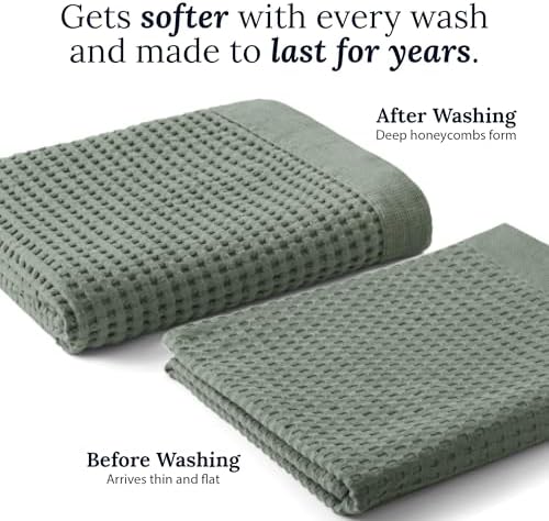 GILDEN TREE Waffle Bath Sheet Quick Dry Towel, Thin Luxury Bath Towels - Image 5