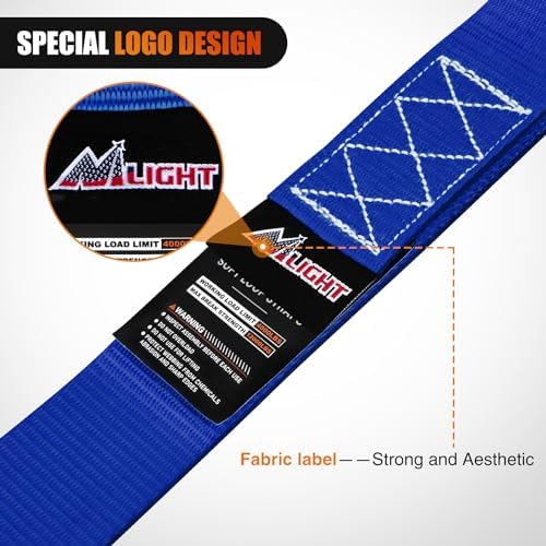 Nilight Soft Loop 1.7"x17" Motorcycle Tie Down Straps 12, 000LBS 8PK Blue - Image 4