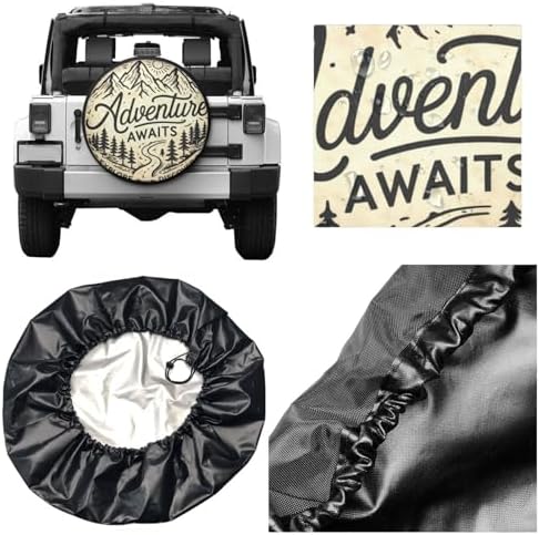Spare Tire Cover，Adventure Awaits Camper Spare Tire Cover Waterproof Sun - Image 5