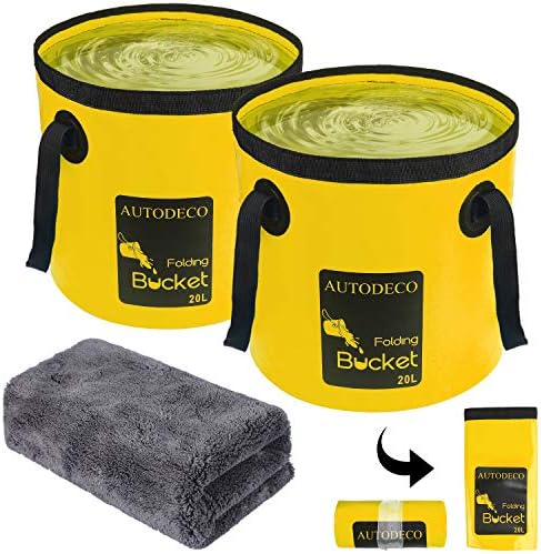 2 Pack Collapsible Bucket 5 Gallon Container Folding Water Bucket Portable Wash by AUTODECO