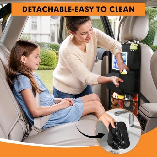 JEYODA Hook and Loop Backseat Car Organizer, Back Seat Storage Bag Kick Mats - Image 3