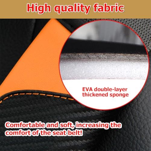 AUCELI 2PCS Carbon Fiber Car Seat Belt Cover, Breathable Leather - Image 6