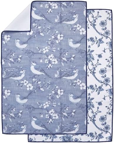 Ritz Waffle Microfiber Kitchen Towel 2pc Set – Birds & Blooms – Ultra Absorbent - Image 6