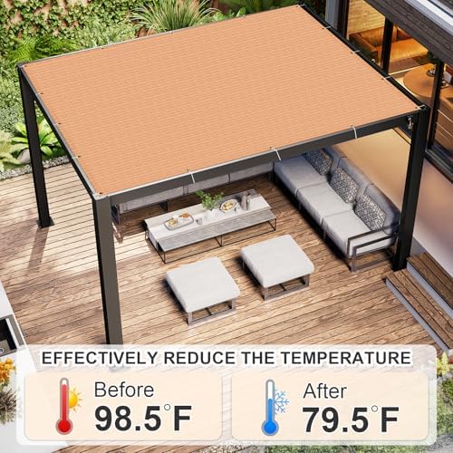 Cool Area Sun Shade Cloth with Grommets, Peach Fuzz - Image 3