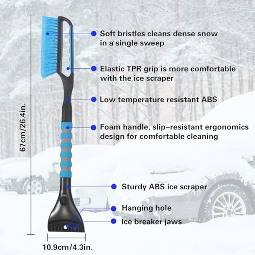 Snow Brush and Ice Scraper for Car Windshield, 26.4" Window Scraper Deicer for - Image 4