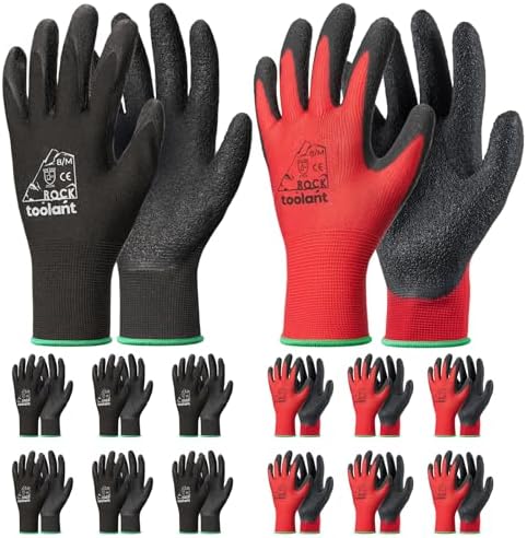 toolant Crinkle Latex Work Gloves, 12 Pairs by toolant