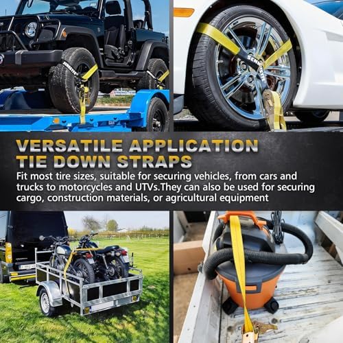 4PCs 2"x96" Ratchet Car Tire Tie Down Straps 9900LBS - Image 6