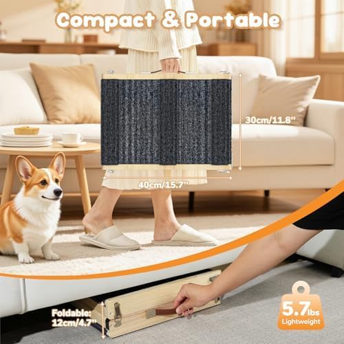 Pawaboo Dog Stair for Small Dogs, Foldable Pet Steps and Ramp 9.8"-20.5" H - Image 4