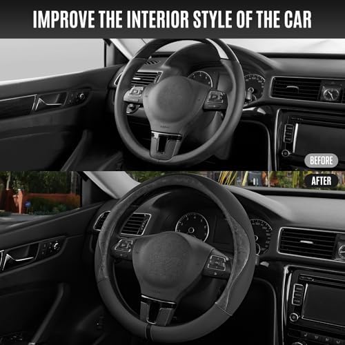PIC AUTO Steering Wheel Cover, Universal Fit 14.5"–15.5", Soft PU Grain Leather - Image 6