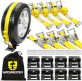 UTV Wheel Chock Tie Down Kit 4pk 2" x8' 4400LBS E Track Tire Ratchet Straps by SAFESPEEDTECH