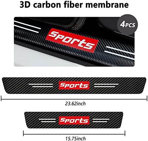 4Pcs Car Door Sill Protector, Sport Carbon Fiber Threshold Anti-Scratch Sticker - Image 2