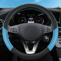 Leather Patchwork Black Blue Steering Wheel Cover, 14.5-15 Inch Non-Slip by ExquisiteCarAccessories