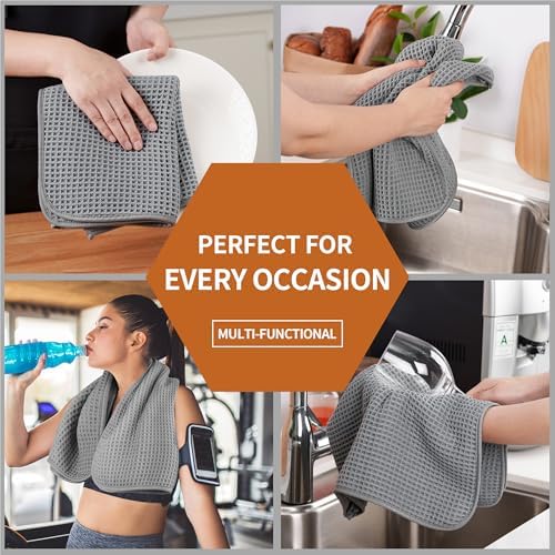 Microfiber Waffle Hand Towels, 4 Pieces, Fast Drying, Lint Free 430 GSM - Image 7