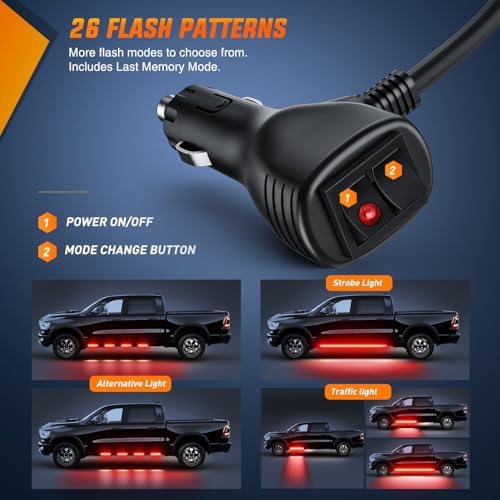 Nilight 2PCS 70 Inch Running Board LED Lights Strip Red - Image 2