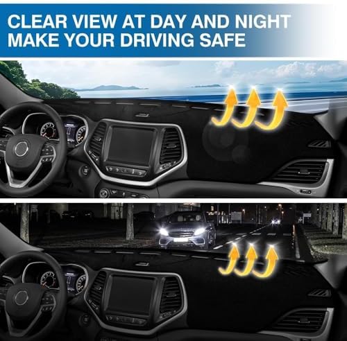 KUST Black Dash Cover for Jeep Cherokee Latitude 2014-2023 Polyester Dashboard - Image 6