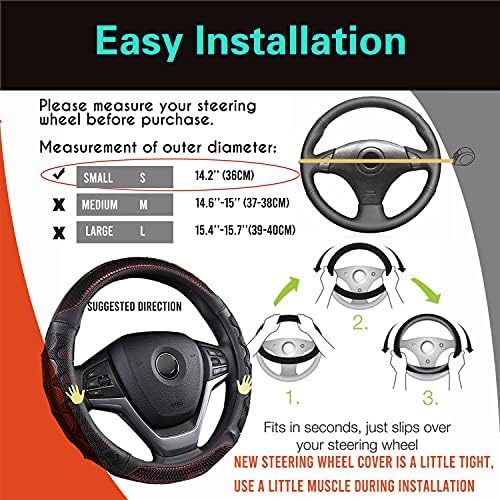 PINCTROT Small Size 14In Round Steering Wheel Cover Great Grip - Image 6