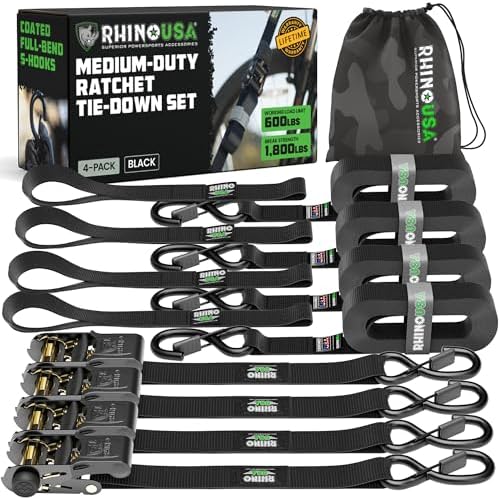 Rhino USA Ratchet Straps Tie Downs - 1in x 15ft by RhinoUSAInc