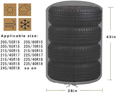 J&C Tire Cover Black 420D Tire Storage Bag Waterproof Spare Tire Bag Tote - Image 7