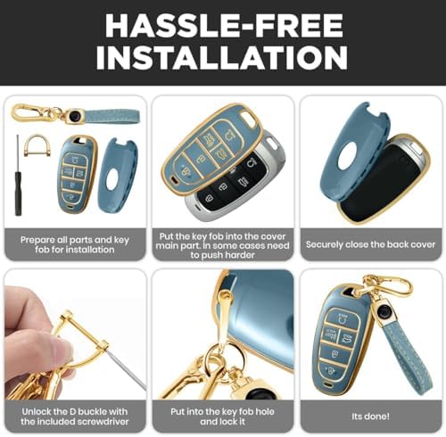 Lucrum Compatible with Hyundai Key Fob Cover & Keychain - Image 6