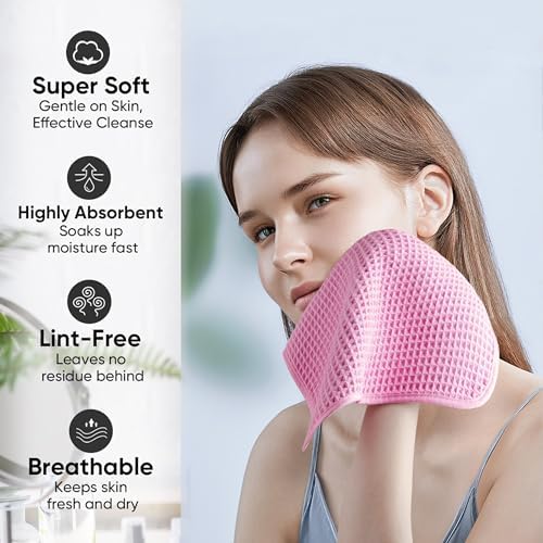 Microfiber Waffle Face Towels, 2 Pieces, Fast Drying, Lint Free 430 GSM - Image 4