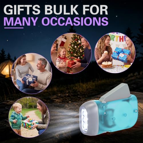 Treela 36 Hand Crank Flashlights, Light Blue - Image 5