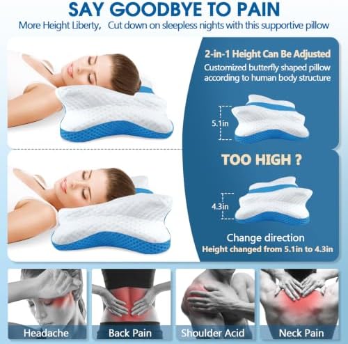 CHxxy Cervical Neck Pillow for Pain Relief Sleeping, Memory Foam Pillows - Image 2