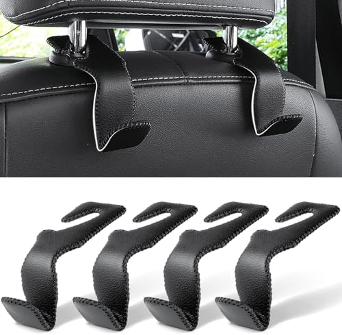 LivTee Headrest Hook for Car, Back Seat Organizer Black Leather Hanger Holder by LivTee