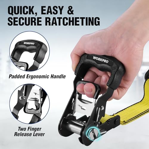 WORKPRO Ratchet Tie Down Straps, Fits - Image 3