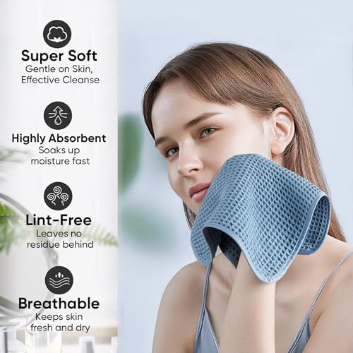 Microfiber Waffle Face Towels, 4 Pieces, Fast Drying, Lint Free 430 GSM - Image 4