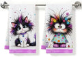 2 Pcs Funny Cat Kitchen Towels, Cat Theme Soft Absorbent Hand Tea Towels 01 by ZHAMEN