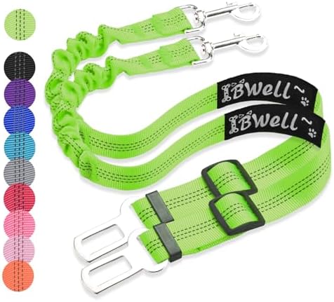 IBWell Dog Seat Belt with Elastic Bungee Leash, Car Seat Belt by IBWell