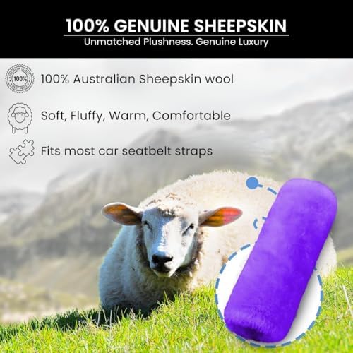 Andalus Brands 2-Pack Authentic Sheepskin Seat Belt Cover Pad – Ultra Soft Car - Image 3