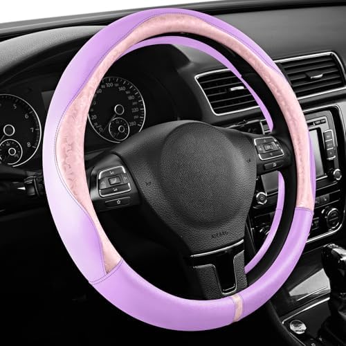 PIC AUTO Steering Wheel Cover, Universal Fit 14.5"–15.5", Soft PU Grain Leather - Image 2