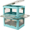 32Qt Plastic Storage Bins with Lid, Collapsible Storage Bins with Wheels by WELCOMETONEALYSEA