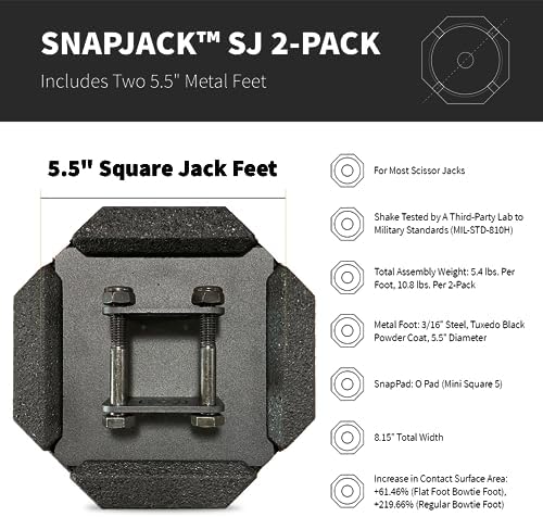 SnapPad SnapJack™ SJ | Two-Point Trailer Jack Stands Featuring 5.5" Metal Foot - Image 2